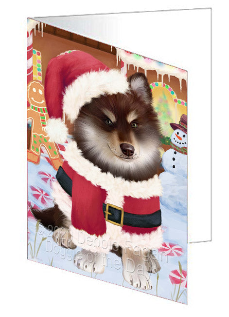 Christmas Gingerbread Candyfest Finnish Lapphund Dog Handmade Artwork Assorted Pets Greeting Cards and Note Cards with Envelopes for All Occasions and Holiday Seasons