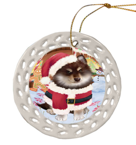 Christmas Gingerbread Candyfest Finnish Lapphund Dog Doily Ornament DPOR58744