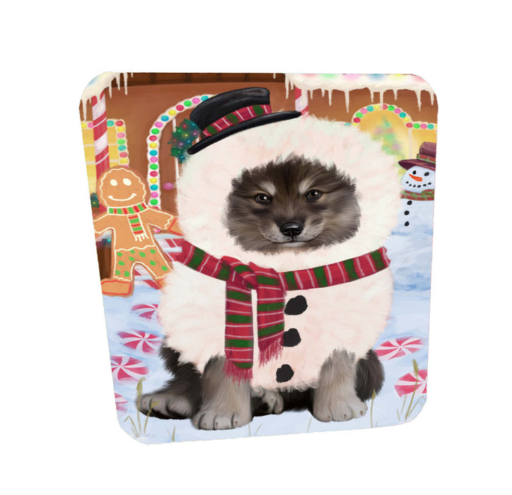Christmas Gingerbread Snowman Finnish Lapphund Dog Coasters Set of 4 CSTA58340