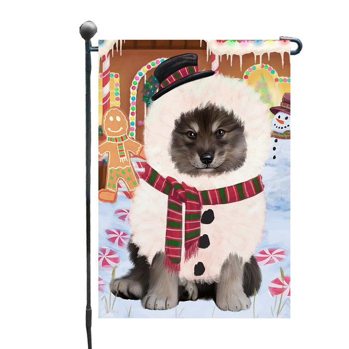 Christmas Gingerbread Snowman Finnish Lapphund Dog Garden Flags Outdoor Decor for Homes and Gardens Double Sided Garden Yard Spring Decorative Vertical Home Flags Garden Porch Lawn Flag for Decorations