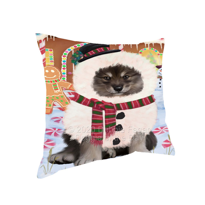 Christmas Gingerbread Snowman Finnish Lapphund Dog Pillow with Top Quality High-Resolution Images - Ultra Soft Pet Pillows for Sleeping - Reversible & Comfort - Ideal Gift for Dog Lover - Cushion for Sofa Couch Bed - 100% Polyester