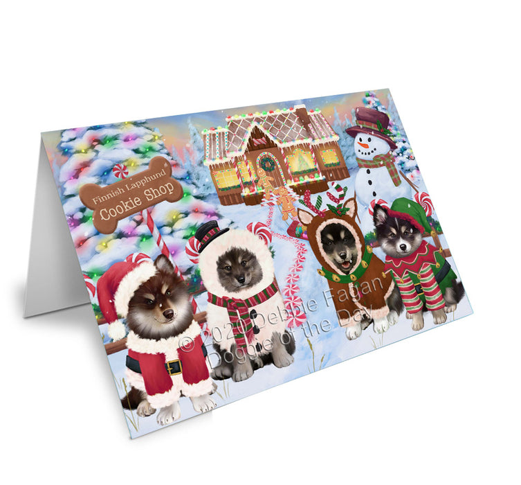 Christmas Gingerbread Cookie Shop Finnish Lapphund Dogs Handmade Artwork Assorted Pets Greeting Cards and Note Cards with Envelopes for All Occasions and Holiday Seasons