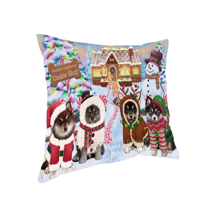 Christmas Gingerbread Cookie Shop Finnish Lapphund Dogs Pillow with Top Quality High-Resolution Images - Ultra Soft Pet Pillows for Sleeping - Reversible & Comfort - Ideal Gift for Dog Lover - Cushion for Sofa Couch Bed - 100% Polyester