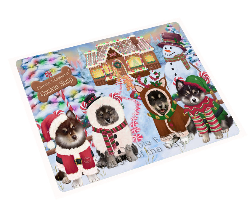 Christmas Gingerbread Cookie Shop Finnish Lapphund Dogs Cutting Board - For Kitchen - Scratch & Stain Resistant - Designed To Stay In Place - Easy To Clean By Hand - Perfect for Chopping Meats, Vegetables