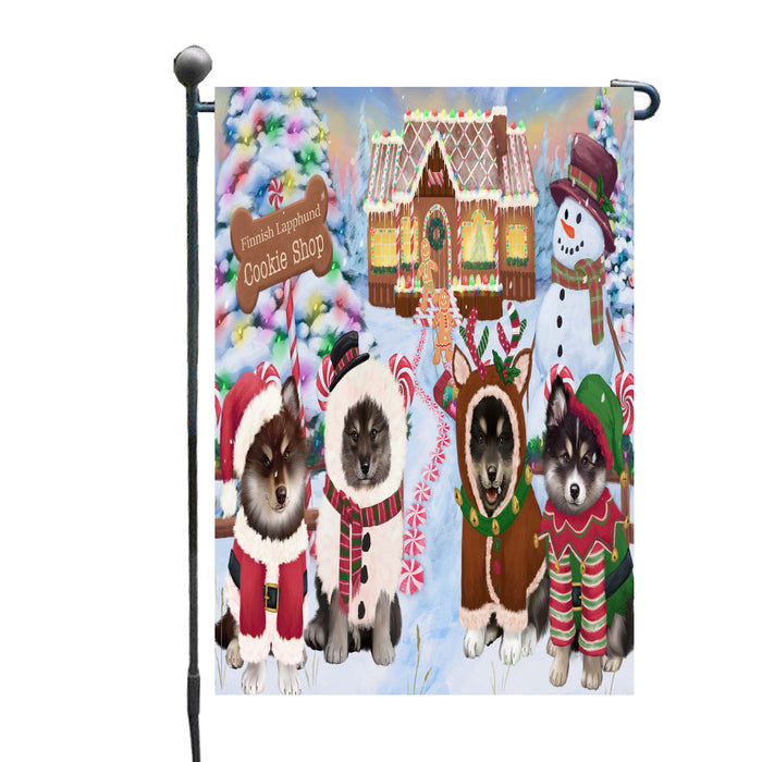 Christmas Gingerbread Cookie Shop Finnish Lapphund Dogs Garden Flags Outdoor Decor for Homes and Gardens Double Sided Garden Yard Spring Decorative Vertical Home Flags Garden Porch Lawn Flag for Decorations