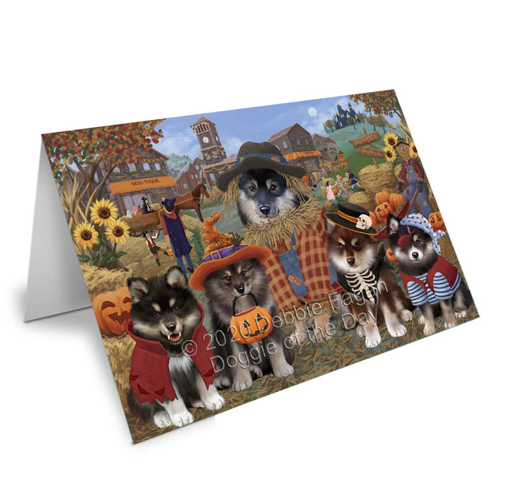Halloween 'Round Town Finnish Lapphund Dogs Handmade Artwork Assorted Pets Greeting Cards and Note Cards with Envelopes for All Occasions and Holiday Seasons