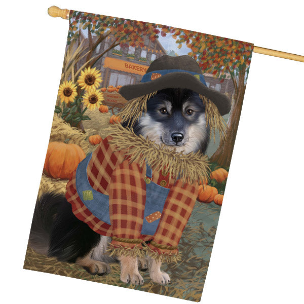 Halloween 'Round Town Finnish Lapphund Dog House Flag Outdoor Decorative Double Sided Pet Portrait Weather Resistant Premium Quality Animal Printed Home Decorative Flags 100% Polyester FLG68995