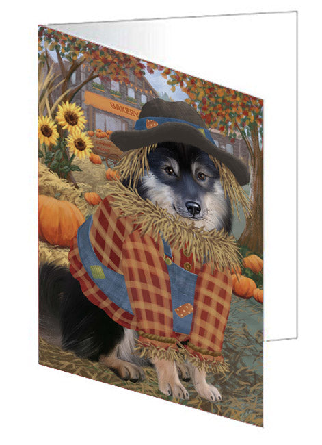 Halloween 'Round Town Finnish Lapphund Dog Handmade Artwork Assorted Pets Greeting Cards and Note Cards with Envelopes for All Occasions and Holiday Seasons