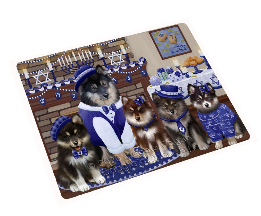 Happy Hanukkah Family Finnish Lapphund Dogs Cutting Board - For Kitchen - Scratch & Stain Resistant - Designed To Stay In Place - Easy To Clean By Hand - Perfect for Chopping Meats, Vegetables