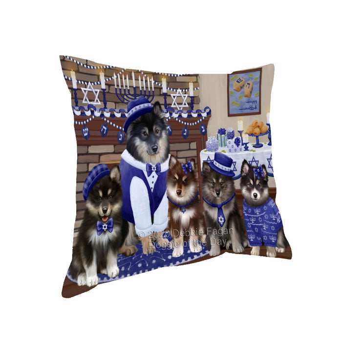 Happy Hanukkah Family Finnish Lapphund Dogs Pillow with Top Quality High-Resolution Images - Ultra Soft Pet Pillows for Sleeping - Reversible & Comfort - Ideal Gift for Dog Lover - Cushion for Sofa Couch Bed - 100% Polyester