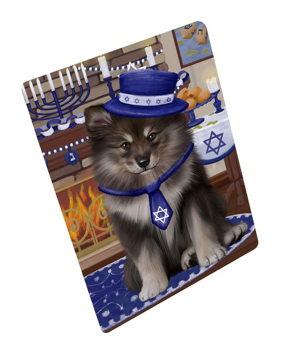 Happy Hanukkah Family Finnish Lapphund Dog Cutting Board - For Kitchen - Scratch & Stain Resistant - Designed To Stay In Place - Easy To Clean By Hand - Perfect for Chopping Meats, Vegetables