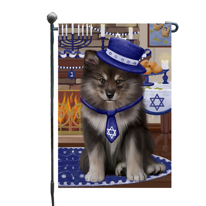 Happy Hanukkah Finnish Lapphund Dog Garden Flags Outdoor Decor for Homes and Gardens Double Sided Garden Yard Spring Decorative Vertical Home Flags Garden Porch Lawn Flag for Decorations