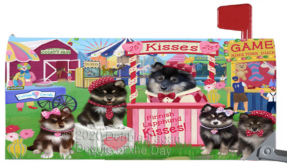 Carnival Kissing Booth Finnish Lapphund Dogs Magnetic Mailbox Cover Both Sides Pet Theme Printed Decorative Letter Box Wrap Case Postbox Thick Magnetic Vinyl Material