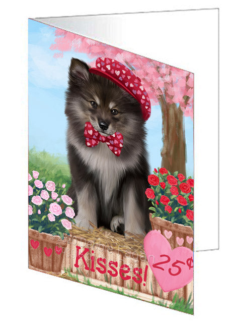 Rosie 25 Cent Kisses Finnish Lapphund Dog Handmade Artwork Assorted Pets Greeting Cards and Note Cards with Envelopes for All Occasions and Holiday Seasons