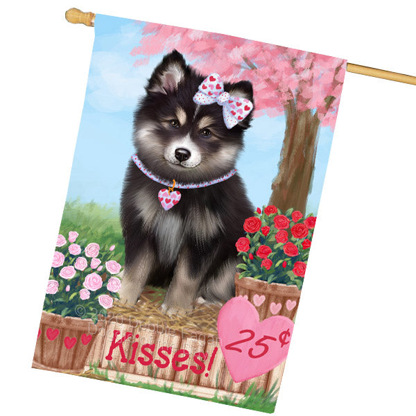 Rosie 25 Cent Kisses Finnish Lapphund Dog House Flag Outdoor Decorative Double Sided Pet Portrait Weather Resistant Premium Quality Animal Printed Home Decorative Flags 100% Polyester FLG69111