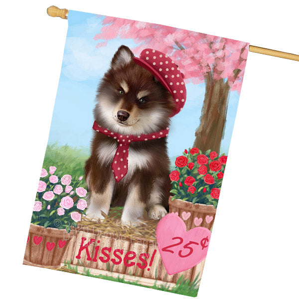 Rosie 25 Cent Kisses Finnish Lapphund Dog House Flag Outdoor Decorative Double Sided Pet Portrait Weather Resistant Premium Quality Animal Printed Home Decorative Flags 100% Polyester FLG69112