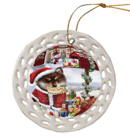 Christmas Dear Santa Mailbox Finnish Lapphund Dog Doily Ornament DPOR58653