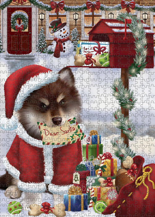 Christmas Dear Santa Mailbox Finnish Lapphund Dog Portrait Jigsaw Puzzle for Adults Animal Interlocking Puzzle Game Unique Gift for Dog Lover's with Metal Tin Box PZL566