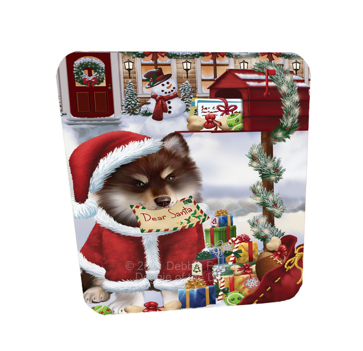 Christmas Dear Santa Mailbox Finnish Lapphund Dog Coasters Set of 4 CSTA58241