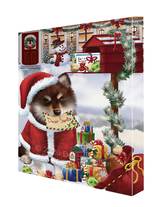 Christmas Dear Santa Mailbox Finnish Lapphund Dog Canvas Wall Art - Premium Quality Ready to Hang Room Decor Wall Art Canvas - Unique Animal Printed Digital Painting for Decoration CVS271