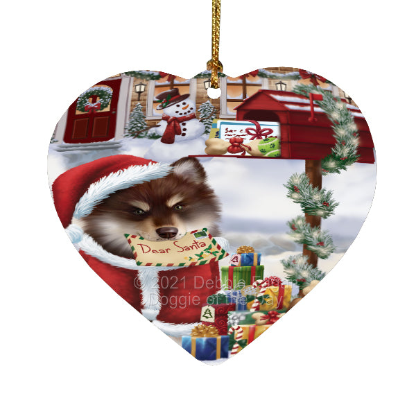 Christmas Dear Santa Mailbox Finnish Lapphund Dog Heart Christmas Ornament HPORA59002