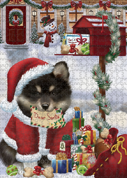 Christmas Dear Santa Mailbox Finnish Lapphund Dog Portrait Jigsaw Puzzle for Adults Animal Interlocking Puzzle Game Unique Gift for Dog Lover's with Metal Tin Box PZL567