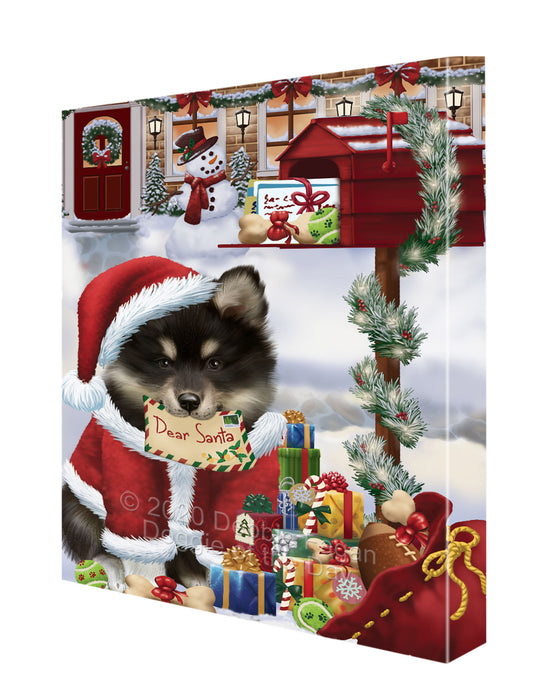 Christmas Dear Santa Mailbox Finnish Lapphund Dog Canvas Wall Art - Premium Quality Ready to Hang Room Decor Wall Art Canvas - Unique Animal Printed Digital Painting for Decoration CVS272