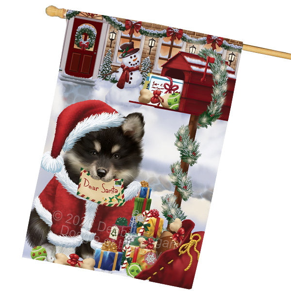 Christmas Dear Santa Mailbox Finnish Lapphund Dog House Flag Outdoor Decorative Double Sided Pet Portrait Weather Resistant Premium Quality Animal Printed Home Decorative Flags 100% Polyester FLG69084