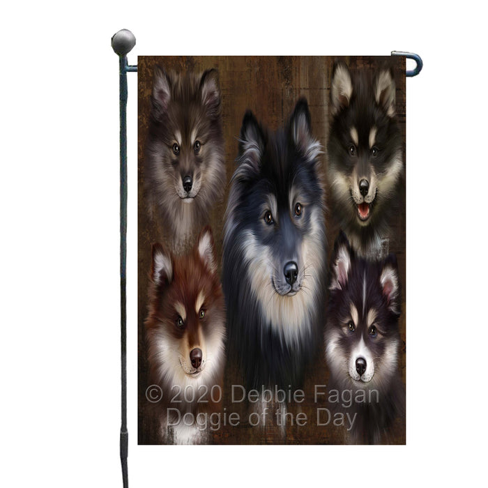 Rustic 5 Heads Finnish Lapphund Dogs Garden Flags Outdoor Decor for Homes and Gardens Double Sided Garden Yard Spring Decorative Vertical Home Flags Garden Porch Lawn Flag for Decorations