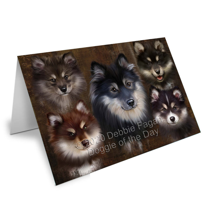 Rustic 5 Heads Finnish Lapphund Dogs Handmade Artwork Assorted Pets Greeting Cards and Note Cards with Envelopes for All Occasions and Holiday Seasons
