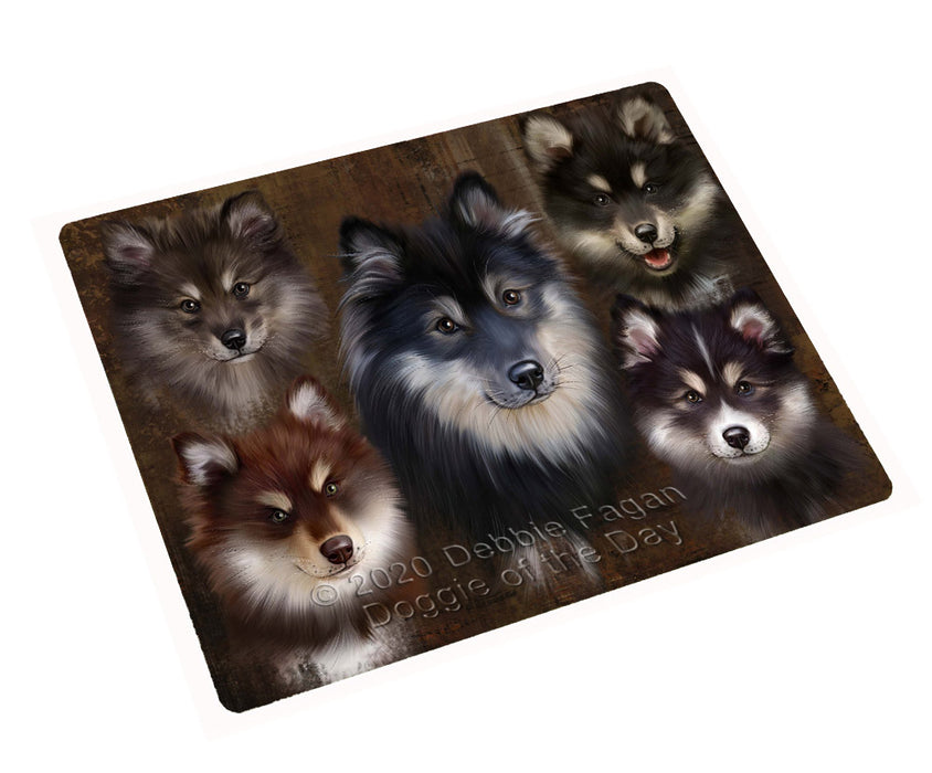 Rustic 5 Heads Finnish Lapphund Dogs Cutting Board - For Kitchen - Scratch & Stain Resistant - Designed To Stay In Place - Easy To Clean By Hand - Perfect for Chopping Meats, Vegetables