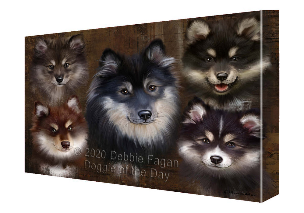 Rustic 5 Heads Finnish Lapphund Dogs Canvas Wall Art - Premium Quality Ready to Hang Room Decor Wall Art Canvas - Unique Animal Printed Digital Painting for Decoration