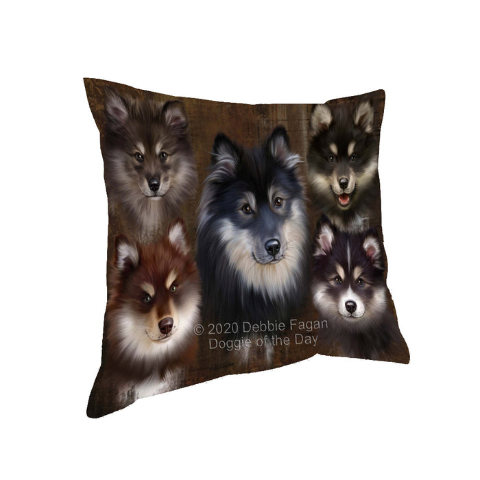 Rustic 5 Heads Finnish Lapphund Dogs Pillow with Top Quality High-Resolution Images - Ultra Soft Pet Pillows for Sleeping - Reversible & Comfort - Ideal Gift for Dog Lover - Cushion for Sofa Couch Bed - 100% Polyester