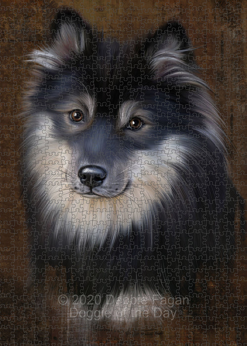 Rustic Finnish Lapphund Dog Portrait Jigsaw Puzzle for Adults Animal Interlocking Puzzle Game Unique Gift for Dog Lover's with Metal Tin Box PZL502