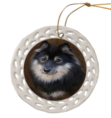 Rustic Finnish Lapphund Dog Doily Ornament DPOR58629