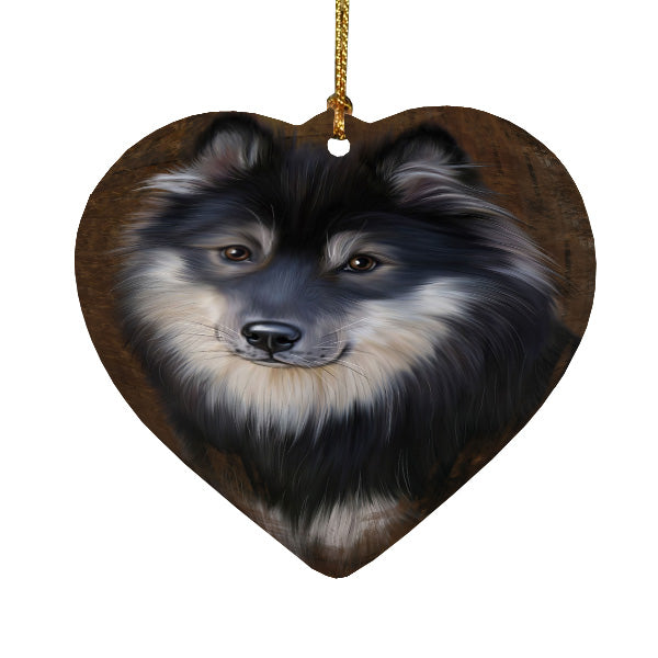 Rustic Finnish Lapphund Dog Heart Christmas Ornament HPORA58978