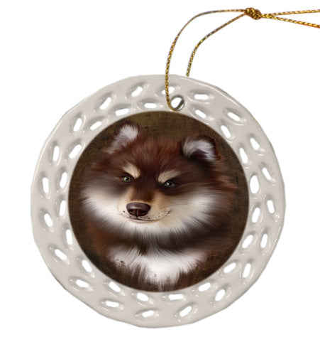 Rustic Finnish Lapphund Dog Doily Ornament DPOR58630