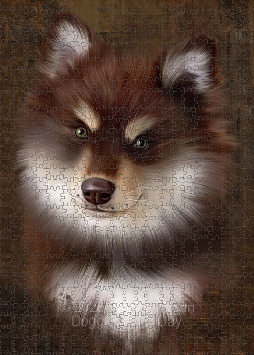 Rustic Finnish Lapphund Dog Portrait Jigsaw Puzzle for Adults Animal Interlocking Puzzle Game Unique Gift for Dog Lover's with Metal Tin Box PZL503