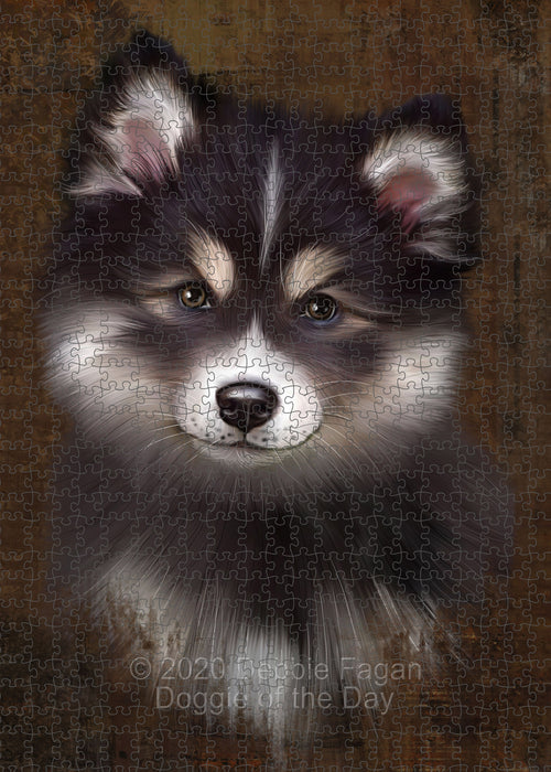 Rustic Finnish Lapphund Dog Portrait Jigsaw Puzzle for Adults Animal Interlocking Puzzle Game Unique Gift for Dog Lover's with Metal Tin Box PZL504