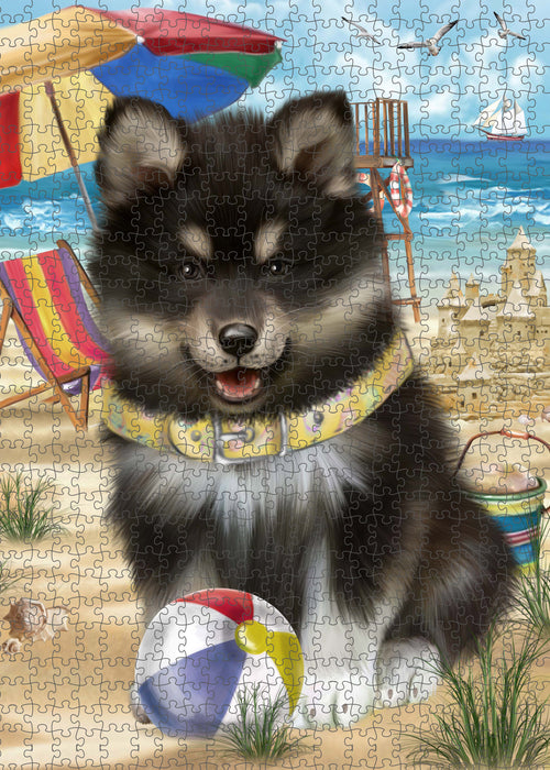 Pet Friendly Beach Finnish Lapphund Dog Portrait Jigsaw Puzzle for Adults Animal Interlocking Puzzle Game Unique Gift for Dog Lover's with Metal Tin Box PZL443