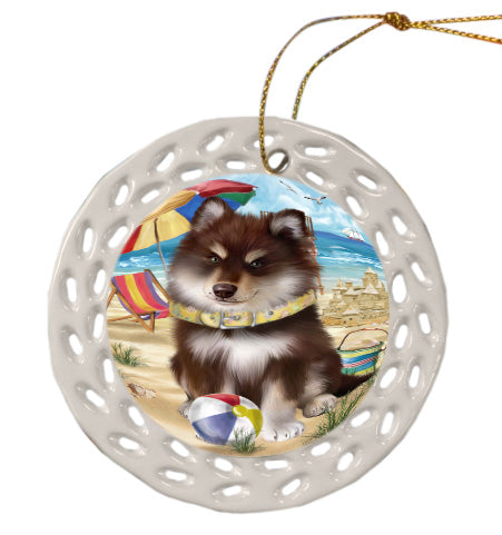 Pet Friendly Beach Finnish Lapphund Dog Doily Ornament DPOR58555