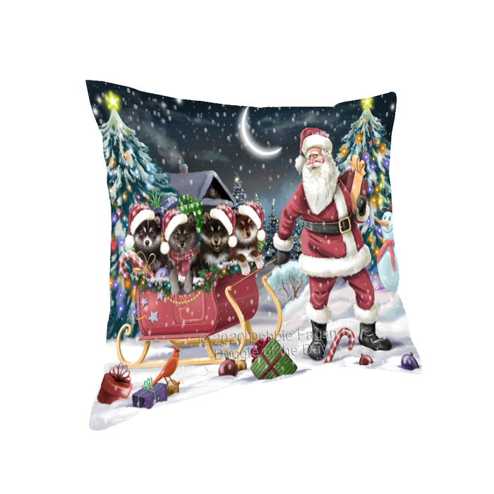 Christmas Santa Sled Finnish Lapphund Dogs Pillow with Top Quality High-Resolution Images - Ultra Soft Pet Pillows for Sleeping - Reversible & Comfort - Ideal Gift for Dog Lover - Cushion for Sofa Couch Bed - 100% Polyester
