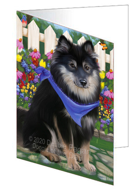 Spring Floral Finnish Lapphund Dog Handmade Artwork Assorted Pets Greeting Cards and Note Cards with Envelopes for All Occasions and Holiday Seasons