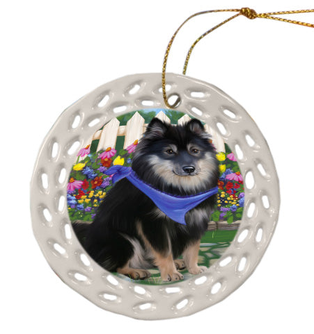 Spring Floral Finnish Lapphund Dog Doily Ornament DPOR58936