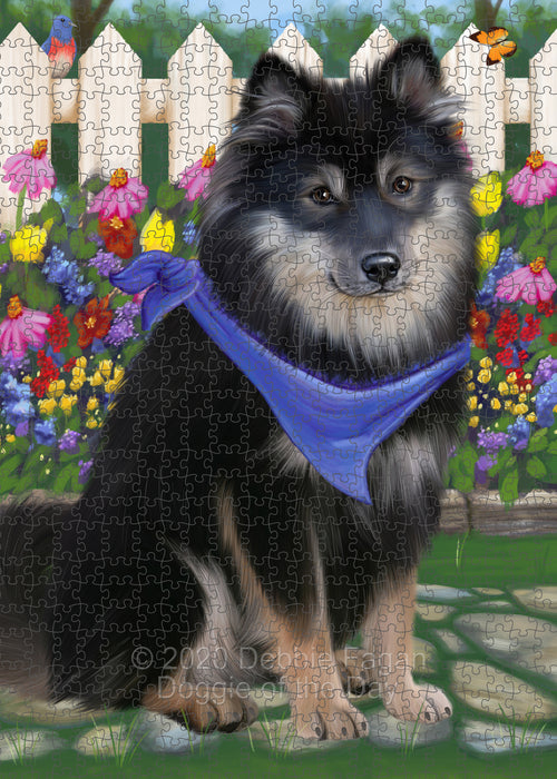 Spring Floral Finnish Lapphund Dog Portrait Jigsaw Puzzle for Adults Animal Interlocking Puzzle Game Unique Gift for Dog Lover's with Metal Tin Box PZL777