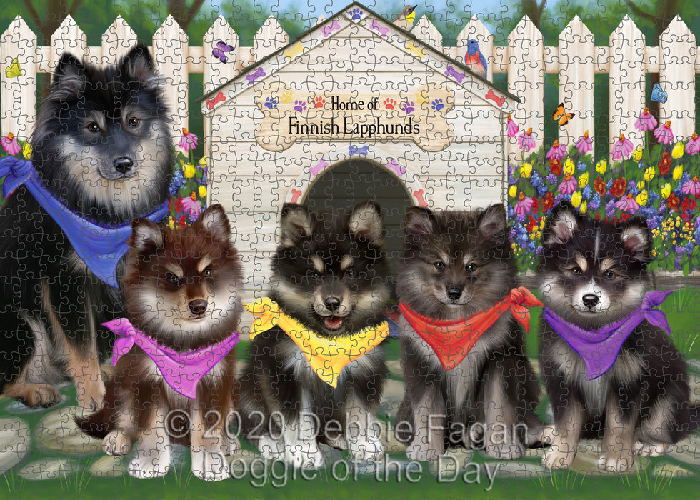 Spring Dog House Finnish Lapphund Dogs Portrait Jigsaw Puzzle for Adults Animal Interlocking Puzzle Game Unique Gift for Dog Lover's with Metal Tin Box