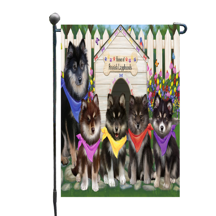 Spring Dog House Finnish Lapphund Dogs Garden Flags Outdoor Decor for Homes and Gardens Double Sided Garden Yard Spring Decorative Vertical Home Flags Garden Porch Lawn Flag for Decorations
