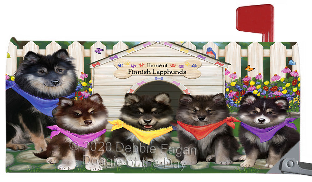 Spring Dog House Finnish Lapphund Dogs Magnetic Mailbox Cover Both Sides Pet Theme Printed Decorative Letter Box Wrap Case Postbox Thick Magnetic Vinyl Material