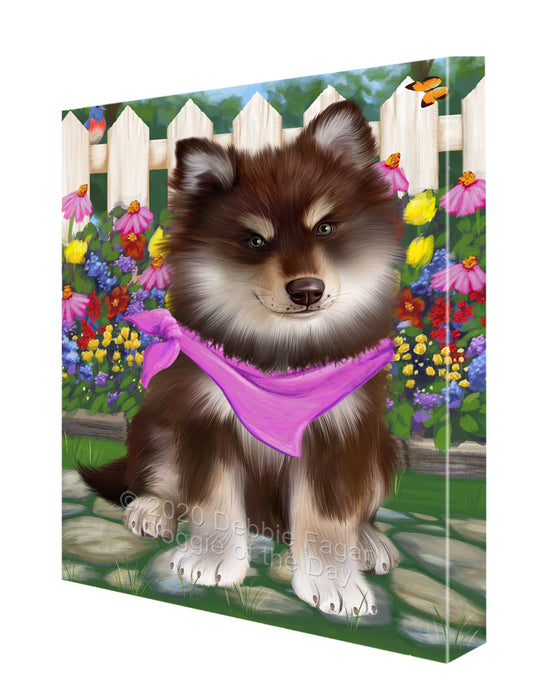 Spring Floral Finnish Lapphund Dog Canvas Wall Art - Premium Quality Ready to Hang Room Decor Wall Art Canvas - Unique Animal Printed Digital Painting for Decoration CVS483