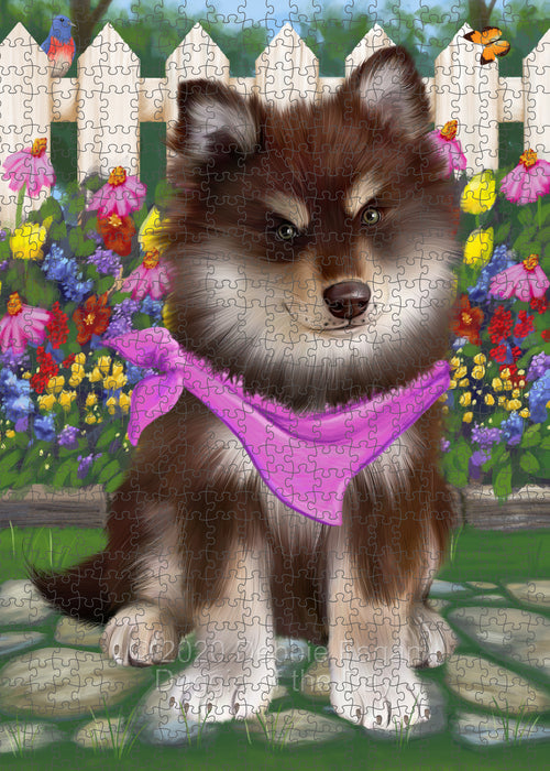 Spring Floral Finnish Lapphund Dog Portrait Jigsaw Puzzle for Adults Animal Interlocking Puzzle Game Unique Gift for Dog Lover's with Metal Tin Box PZL778